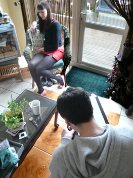 Rosemarie sitting for a Portrait session in her studio for London Artists Col.